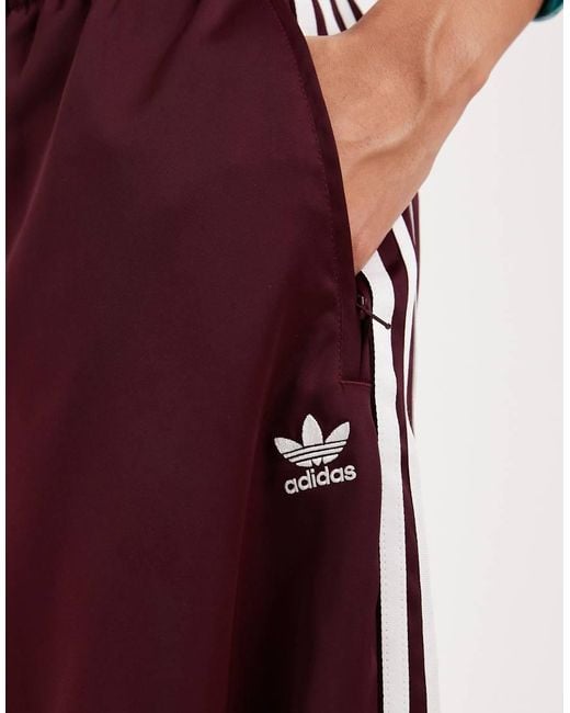 Adidas Originals Red Satin Wide Leg Track Pants