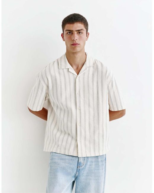 Pull&Bear – rustikales hemd in White für Herren