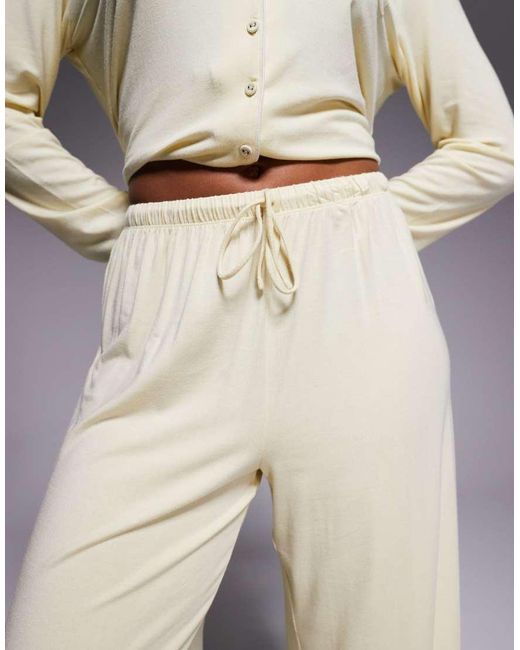 Oh Polly Yellow Wide Leg Pyjama Trouser Co-Ord