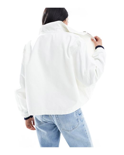 Polo Ralph Lauren White Collared Short Trucker Jacket With Logo