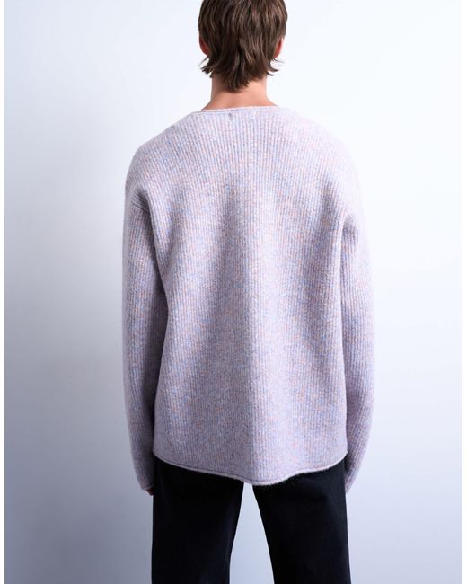 Topman Purple Mixed Up Knitted Cardigan for men