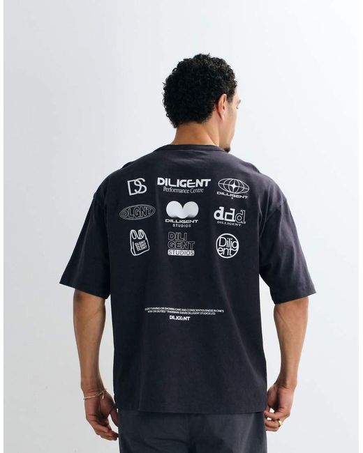 ASOS Gray Heavyweight Oversized T-shirt With Back Graphic for men