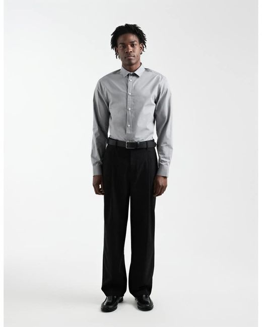 ASOS Gray Regular Fit Smart Poplin Shirt for men