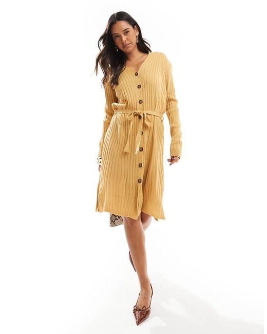 Glamorous Natural Button-Front Cardigan Midi-Dress