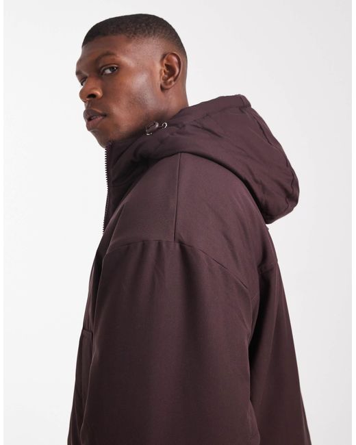 ASOS Brown Hooded Puffer Jacket for men