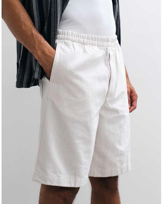 ARKET White Linen Mix Drawstring Shorts for men