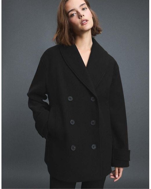 Stradivarius Gray Shawl Neck Short Coat