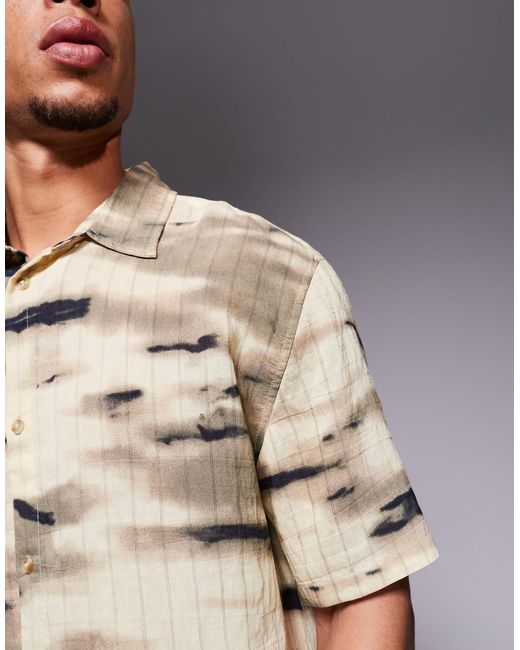 Bershka Gray Textured Printed Shirt for men
