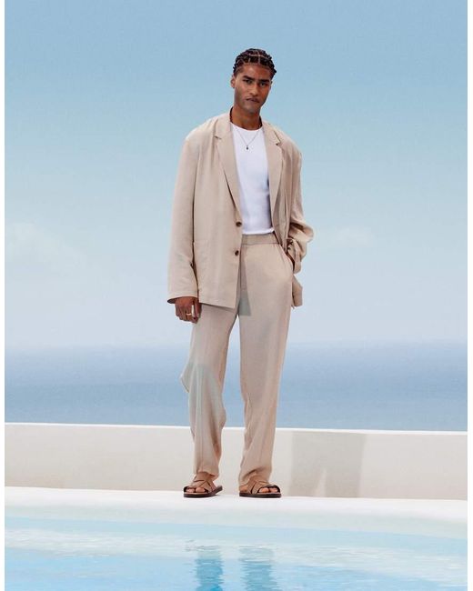 Pantaloni Da Abito Oversize Affusolati Da Mare Color Pietra di ASOS in Blue da Uomo