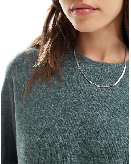 ONLY Blue Cropped Knitted T-shirt