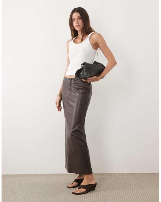 Threadbare Natural Faux Leather Maxi Skirt