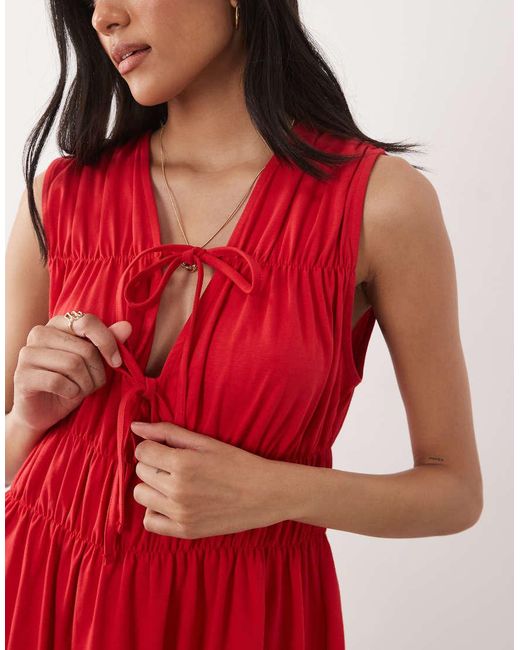 ASOS Red Shir Tie Front Mini Dress