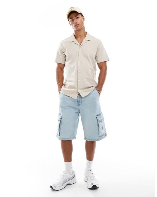Threadbare Blue Short Sleeve Shirt for men