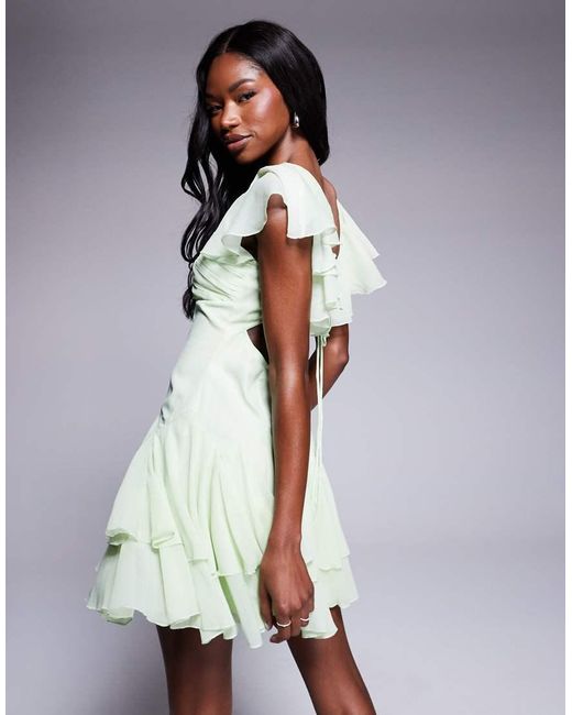 ASOS Green Dropped Waist Full Skirt Mini Dress
