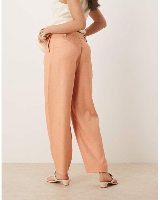 ASOS Elegante Getextureerde Broek Met Wijde Ronde Pijpen En Lussen in het Natural