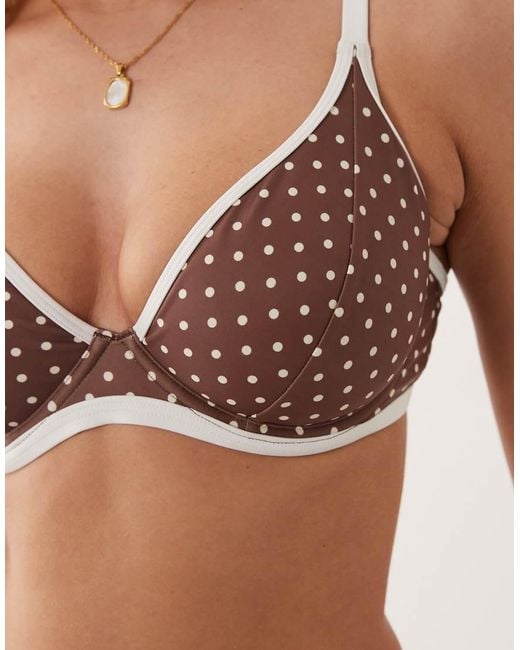 Peek & Beau Brown Underwire Bikini Top With Contrast Trim