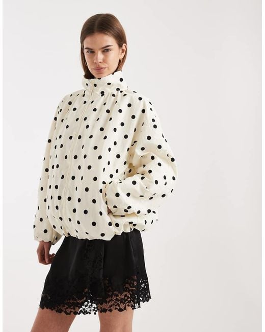 ASOS White Oversized Bubble Hem Track Jacket
