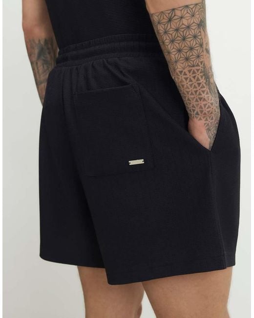 River Island Blue Regular Fit Textushort Length Shorts for men