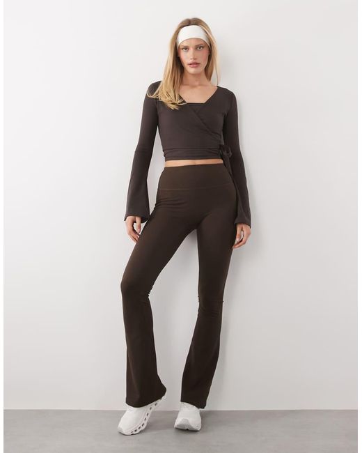 4505 Gray Ballet Wrap Flared Sleeve Top