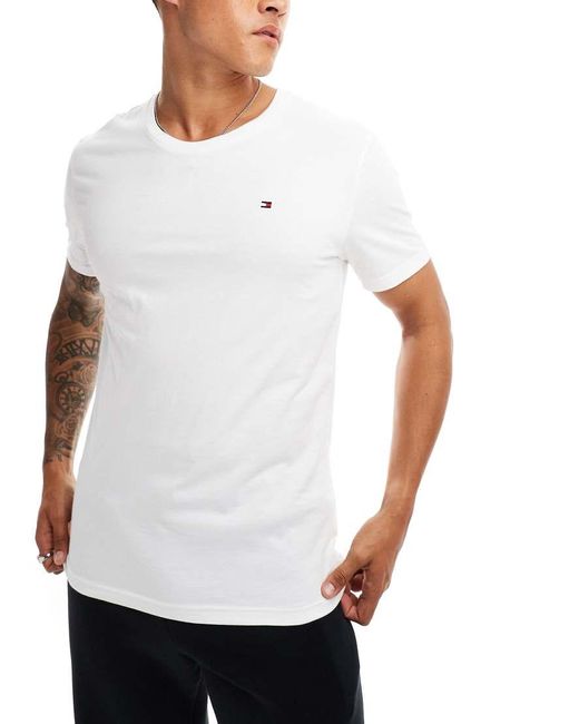 Tommy Hilfiger White Signature Essential Flag Logo 3 Pack T-Shirt for men