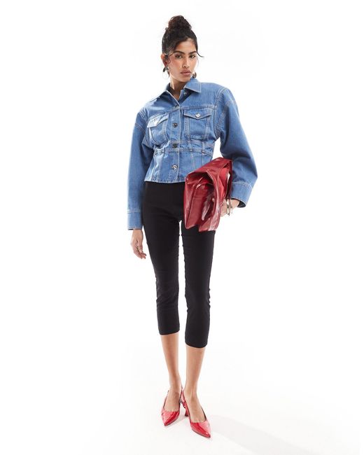 & Other Stories Blue Denim Jacket With Corset Waist And Extended Shoulder