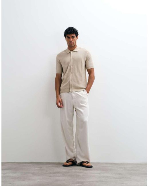 Mango White Retro Fine Knit Shirt for men
