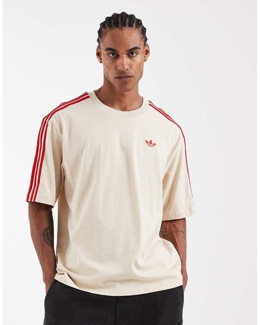 Adidas Originals Natural Three Stripe T-Shirt for men