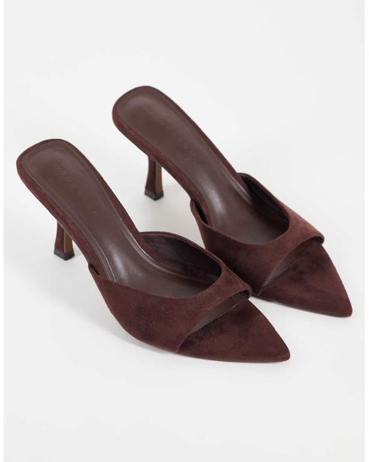 ASOS Brown Hotline Pointed Heeled Mules
