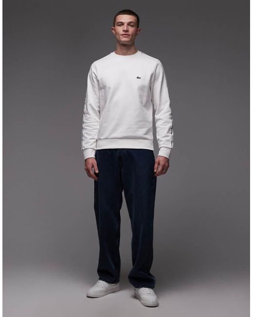 Lacoste Gray Taped Logo Crew Neck Sweatshirt for men