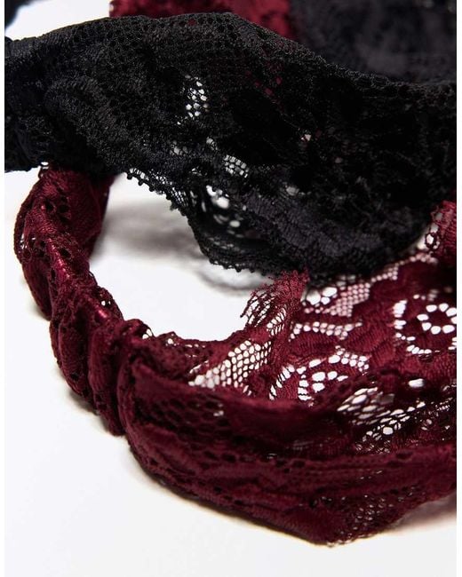Bershka Brown Pack Of 2 Lace Fur Bands