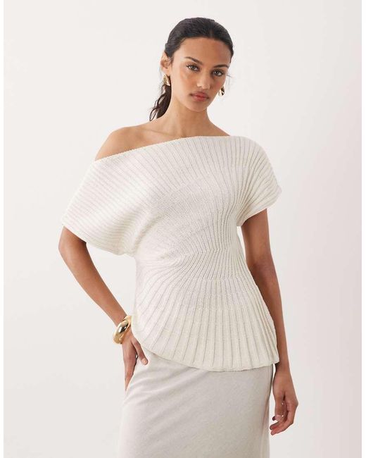 ASOS Natural Knitted Cinched Pleated Top