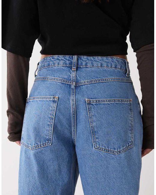Reclaimed Vintage Blue Barrel Leg Denim Jean With Seam Details