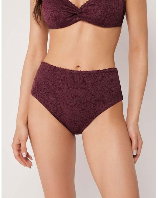 Calzedonia Purple Precious Jacquard High Waisted Bikini Bottoms