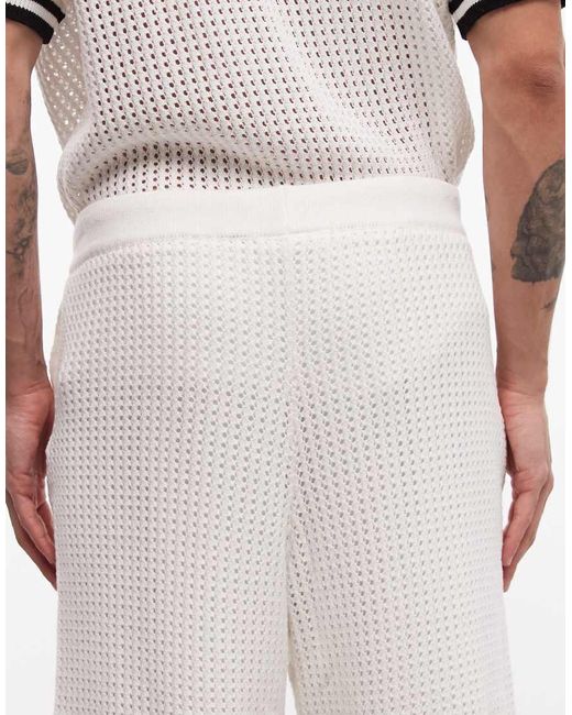 Sixth June White Knit Embroidery Shorts for men