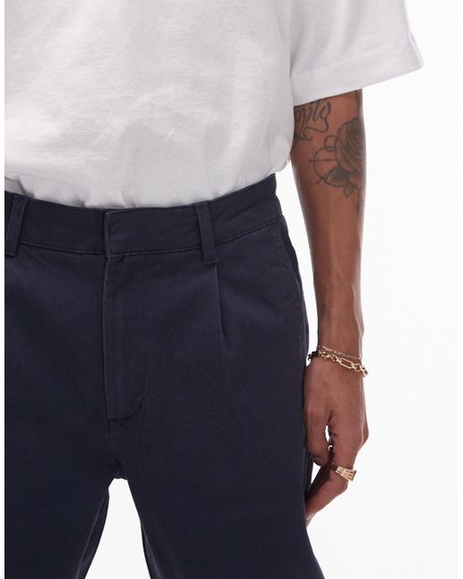 Topman Blue Tapered Chino Trousers for men