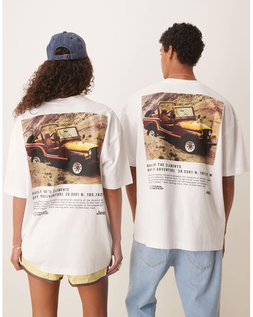 ASOS Natural Unisex Oversized License T-shirt With Jeep Prints