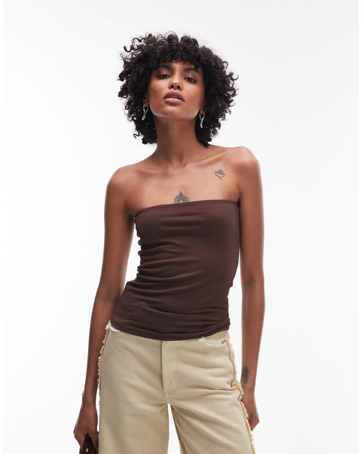 TOPSHOP Brown – trägerloses longline-top