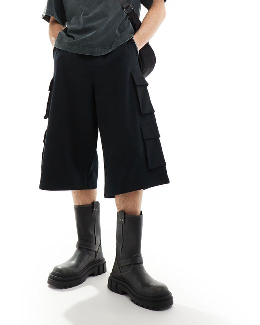 Pantalones cortos 3/4 s estilo paracaidista con 4 bolsillos ASOS de hombre de color Black