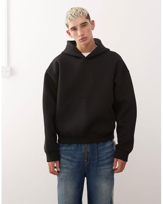 Weekday – simon – kapuzenpullover aus neoprenähnlichem material in Black für Herren