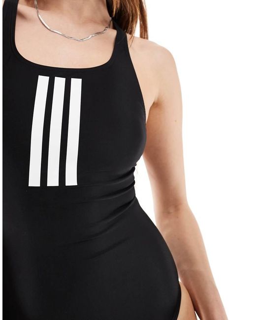 Adidas Originals Black Adidas Swimming 3 Stripe Chest Swimsuit