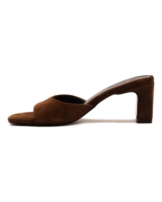 OFF THE HOOK Brown 'Park' Suede Leather Block Heel Heeled Sandals