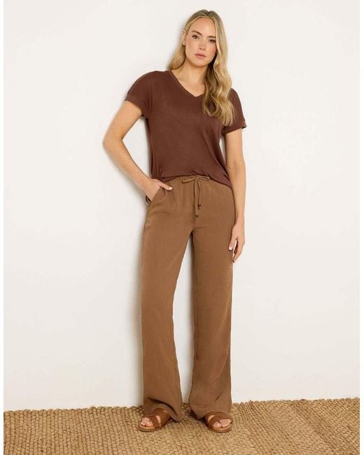 Long Tall Sally Natural Textured Wide Leg Trousers