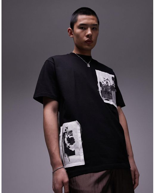 Topman – hochwertiges oversize-t-shirt in Black für Herren