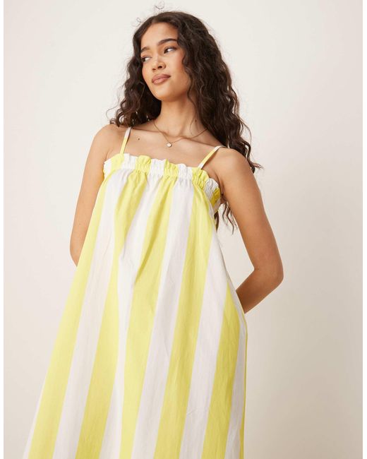 ASOS Yellow Poplin Trapeze Maxi Dress