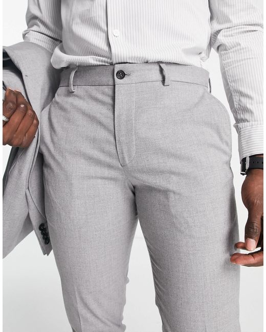 SELECTED Gray Suit Trouser With Stretch for men
