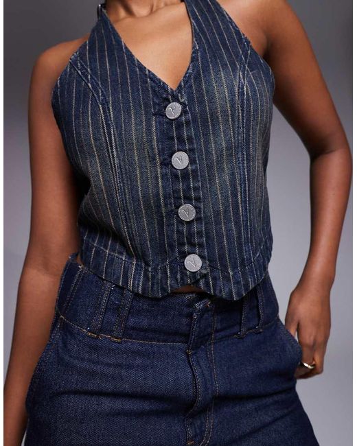 Abrand Jeans Blue Abrand Cropped Denim Waistcoat
