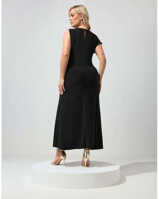 Yours Clothing Black Metal Buckle Detail Maxi Dress