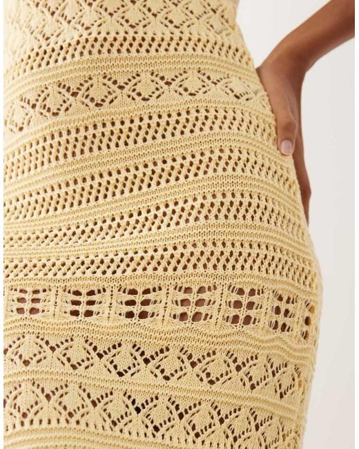 Miss Selfridge Brown Crochet Maxi Dress
