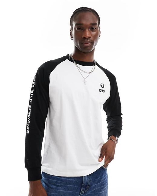 Aape By A Bathing Ape Blue Aape By A Bathing Ape Raglan Long Sleeve T-shirt for men