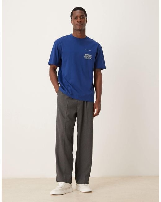 ASOS Blue Relaxed T-Shirt With Paris Graphic for men